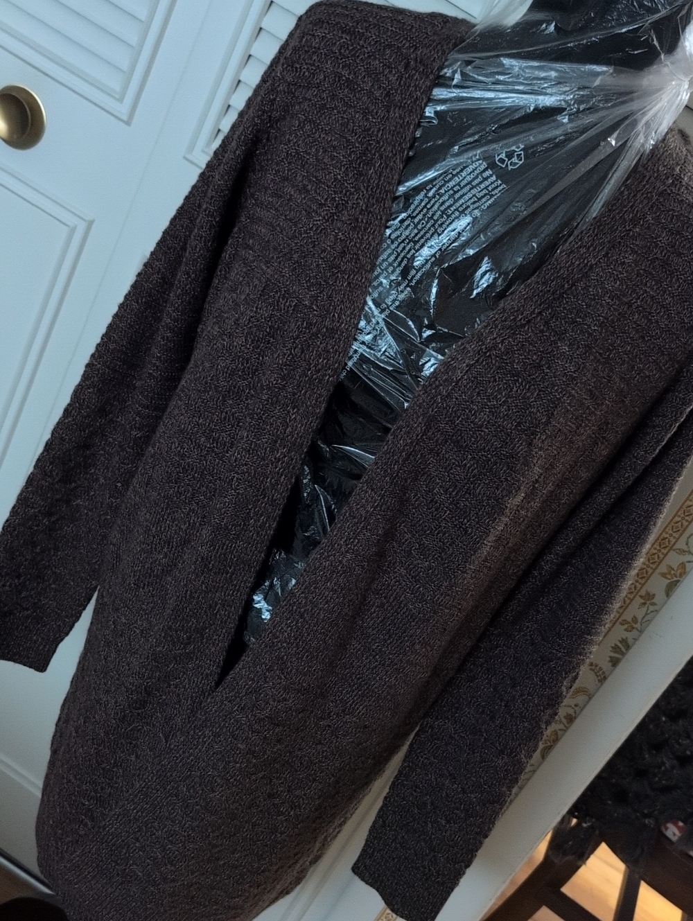 Karen Scott Women's Dark Brown Open-Front Cardigan Small